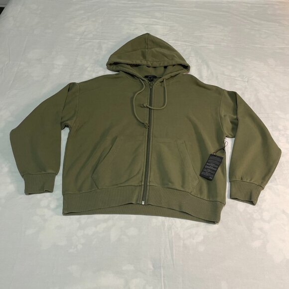 Forever 21 Unisex Olive Green Full Zip Hoodie – Fits Men & Women – Size S – NWT - Picture 1 of 8